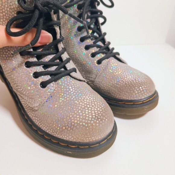 Dr. Martens 1460 8 Eye Iridescent Spot Metallic Suede Boots Girls Size 1 - Picture 4 of 10
